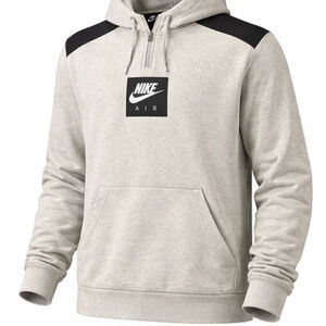 Nike Men's Light Heather Gray/Black Air Half-Zip Logo Heavyweight Hoodie Sz L